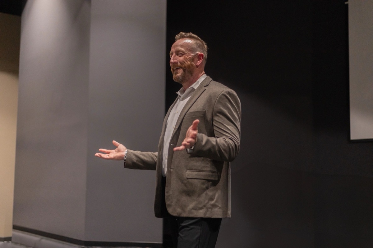 Clay Linkous delivering a keynote